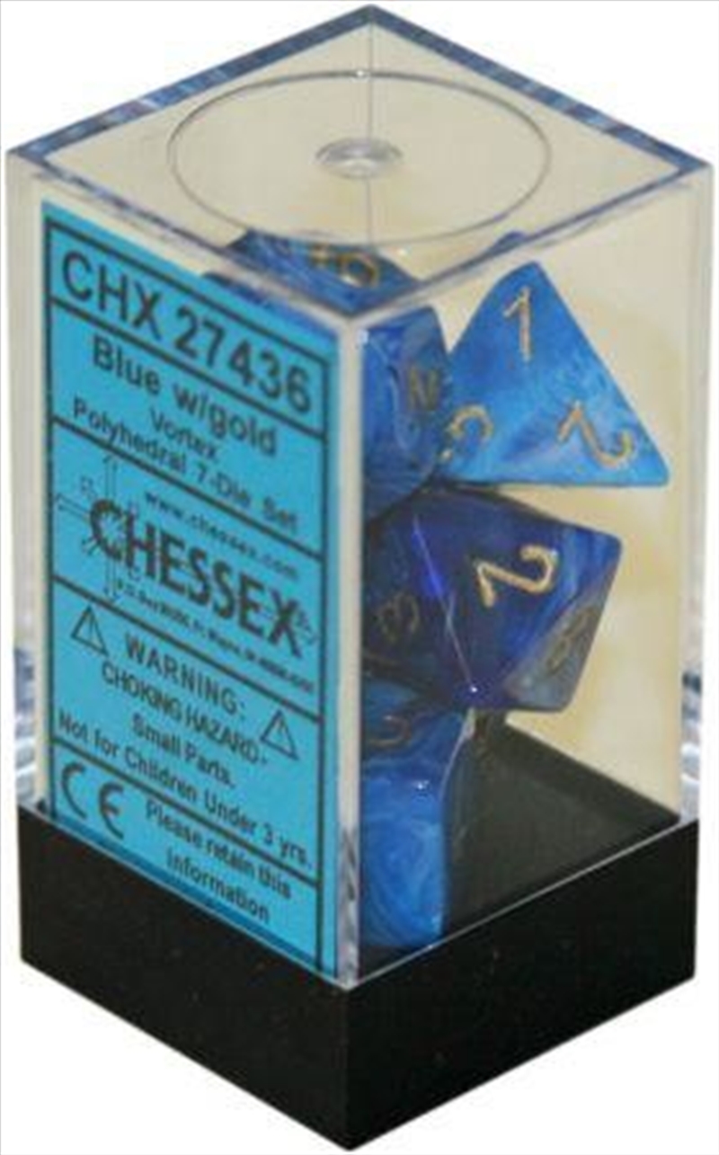 Chessex Polyhedral 7-Die Set Vortex Blue/Gold/Product Detail/Dice Games