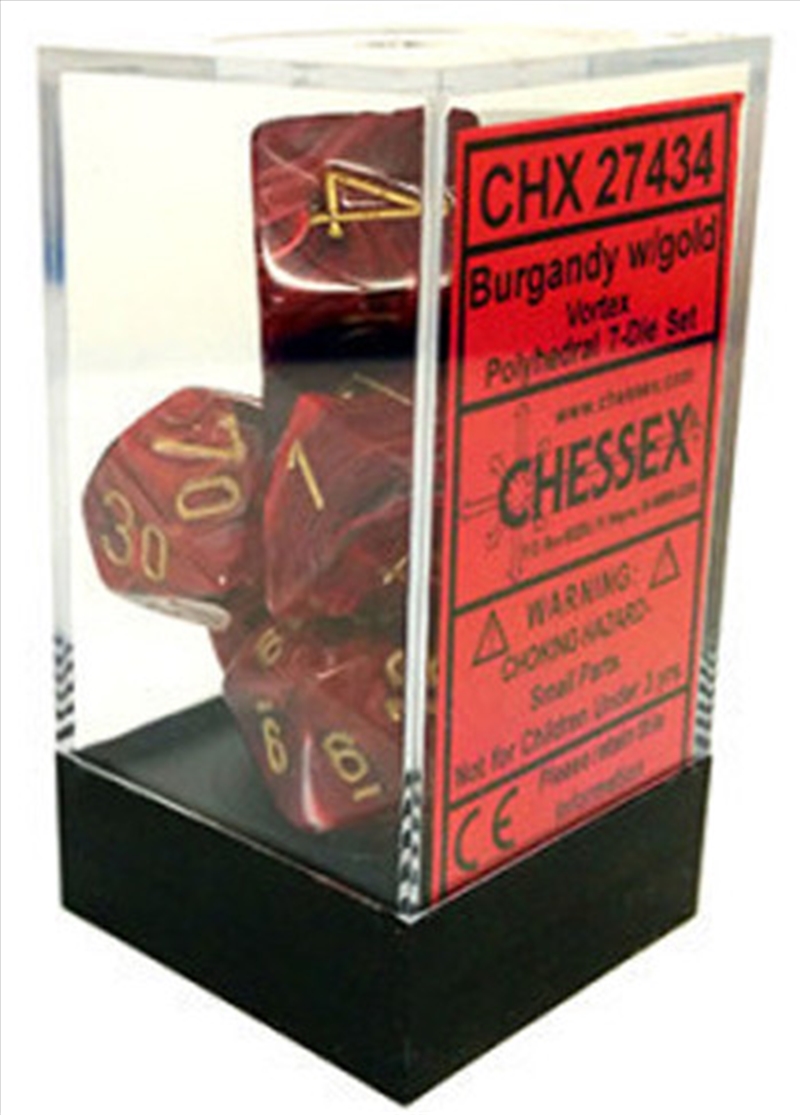 Chessex Polyhedral 7-Die Set Vortex Burgundy/Gold/Product Detail/Dice Games