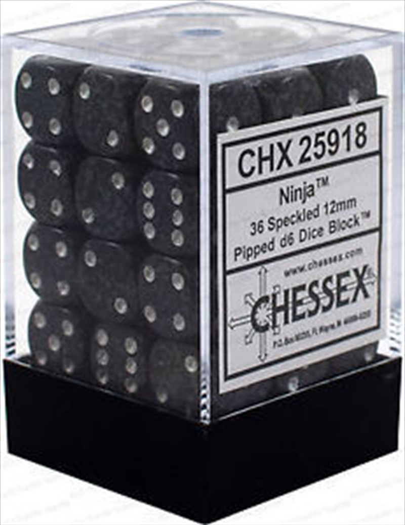 Chessex Speckled 12mm D6 Ninja Dice Block (36 dice)/Product Detail/Dice Games