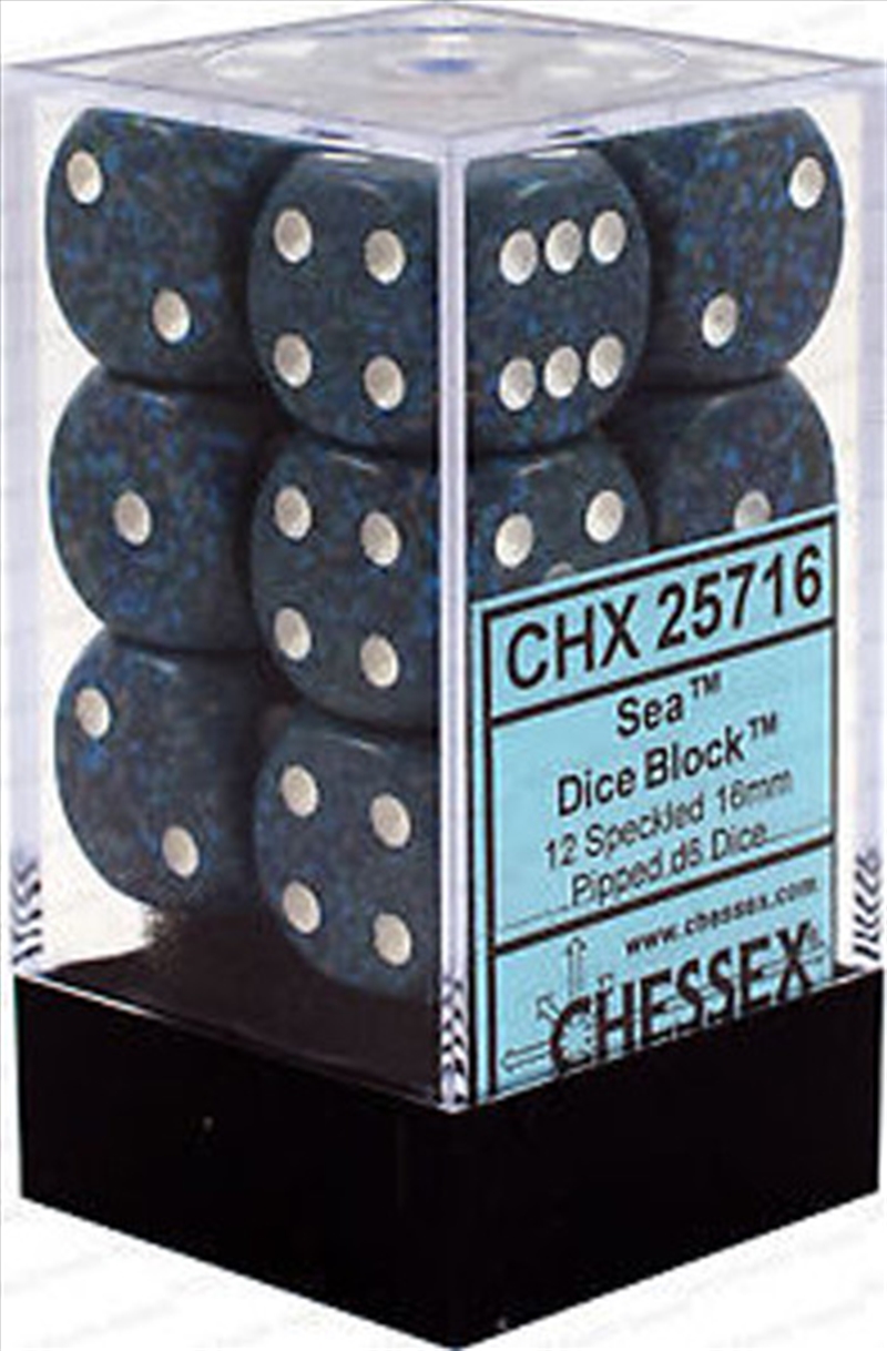 Chessex Speckled 16mm D6 Sea Dice Block (12 dice)/Product Detail/Dice Games