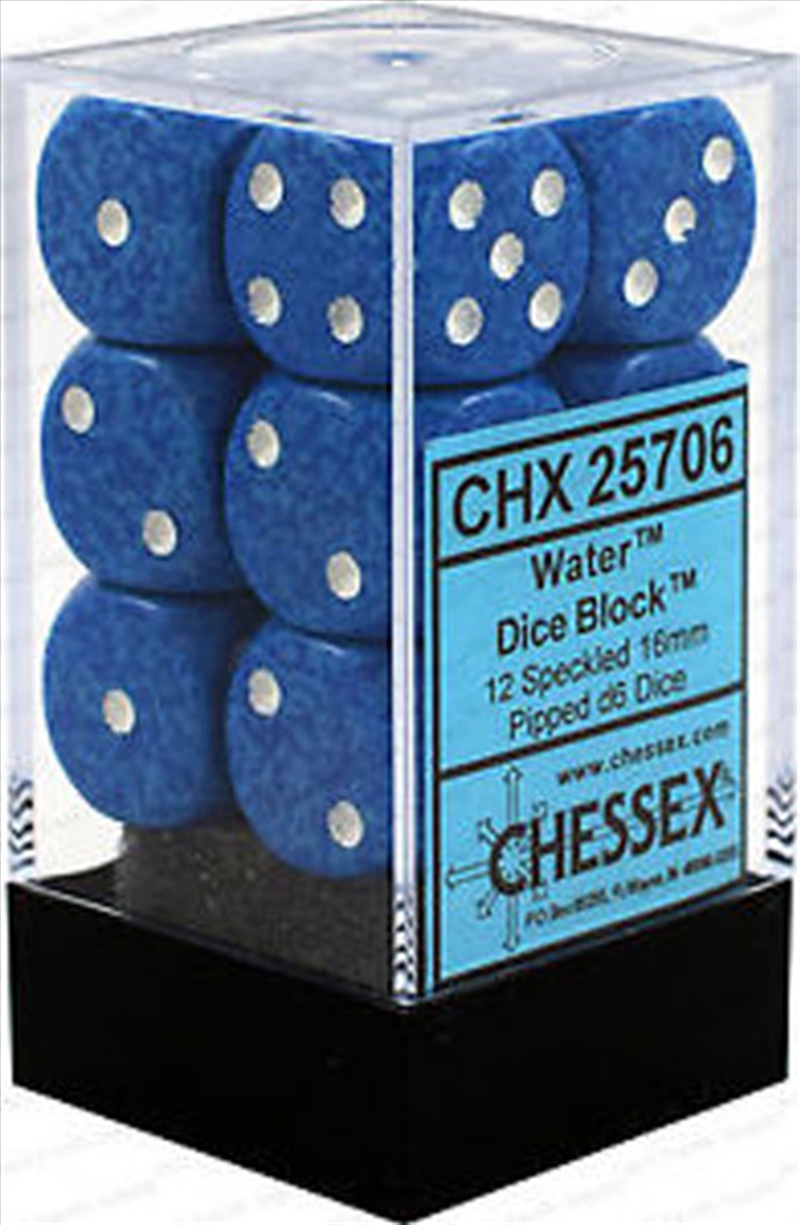 Chessex Speckled 16mm D6 Water Dice Block (12 dice)/Product Detail/Dice Games