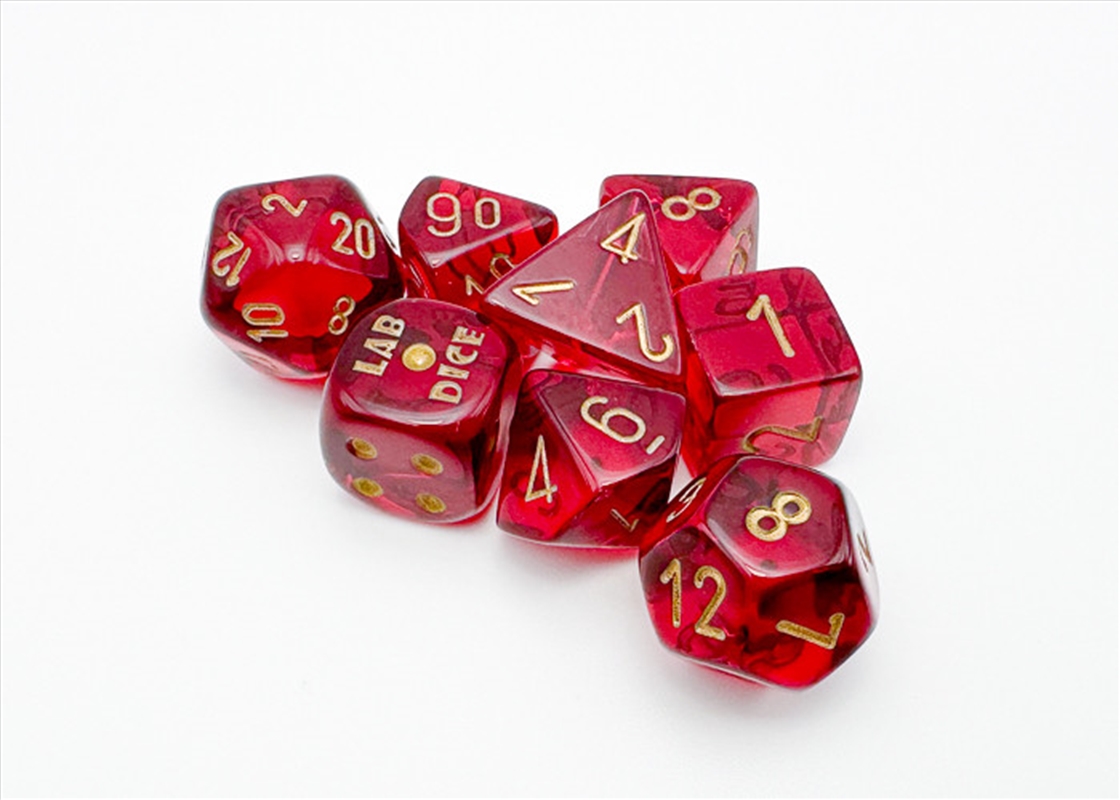 Chessex Translucent Polyhedral Crimson/gold 7-Die Set (with bonus die)/Product Detail/Dice Games