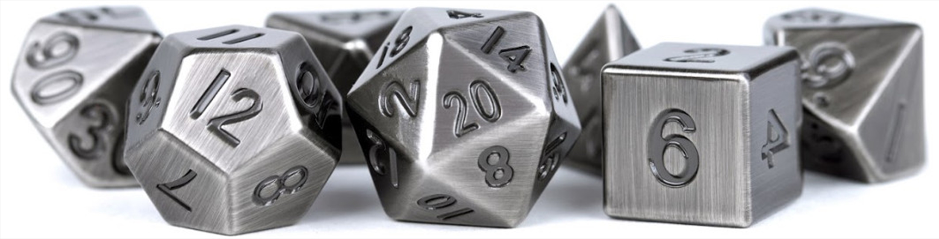 MDG 16mm Metal Polyhedral Dice Set: Antique Silver/Product Detail/Dice Games