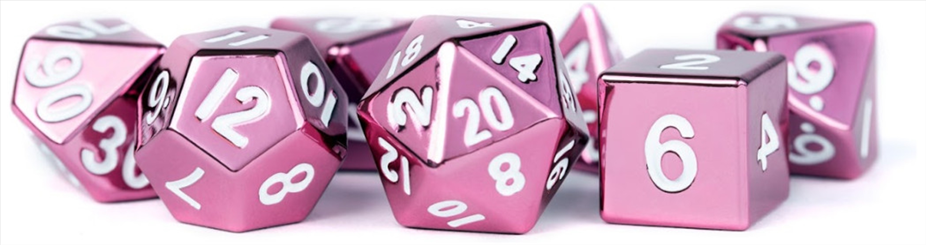 MDG 16mm Metal Polyhedral Dice Set: Pink/Product Detail/Dice Games