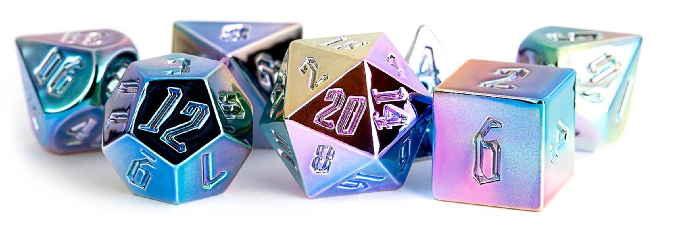 MDG 16mm Aluminum Plated Acrylic Polyhedral Dice Set: Rainbow Aegis Uninked/Product Detail/Dice Games