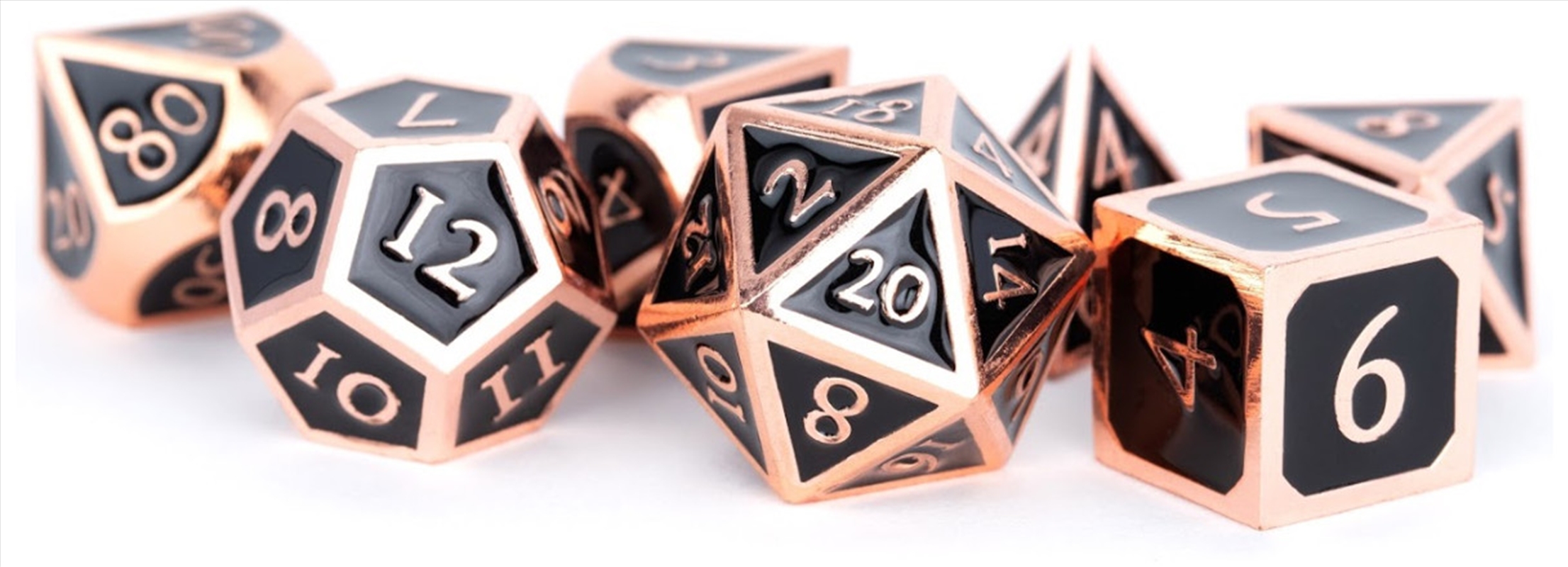 MDG 16mm Metal Polyhedral Dice Set: Copper w/ Black Enamel/Product Detail/Dice Games