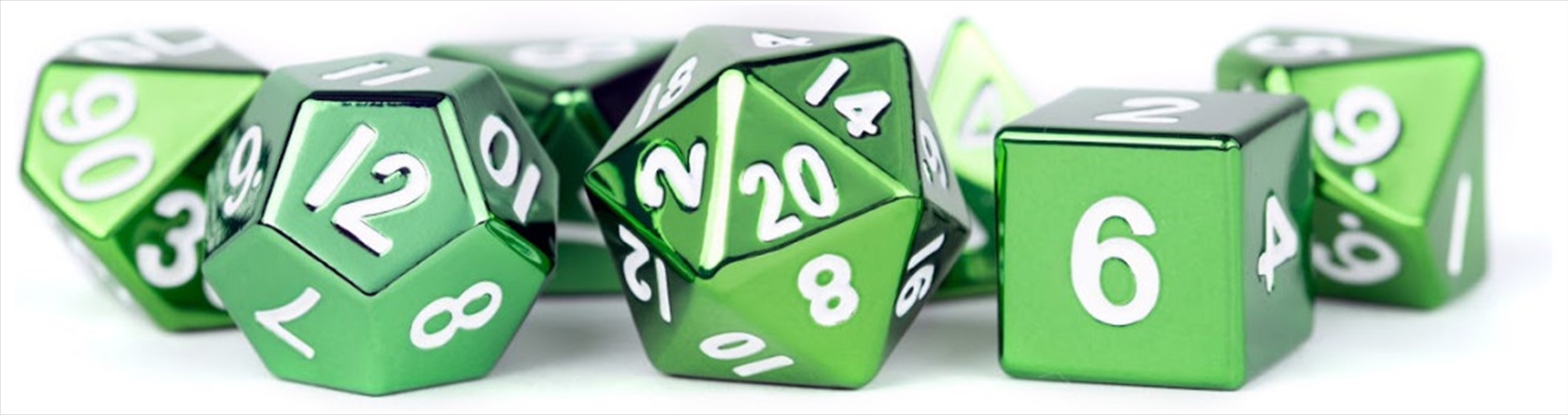 MDG 16mm Metal Polyhedral Dice Set: Green/Product Detail/Dice Games