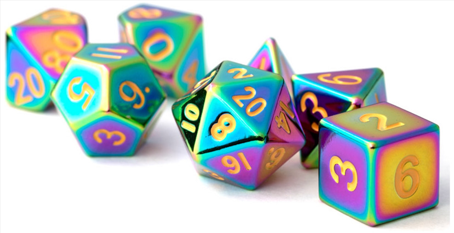MDG 16mm Metal Polyhedral Dice Set: Torched Rainbow/Product Detail/Dice Games
