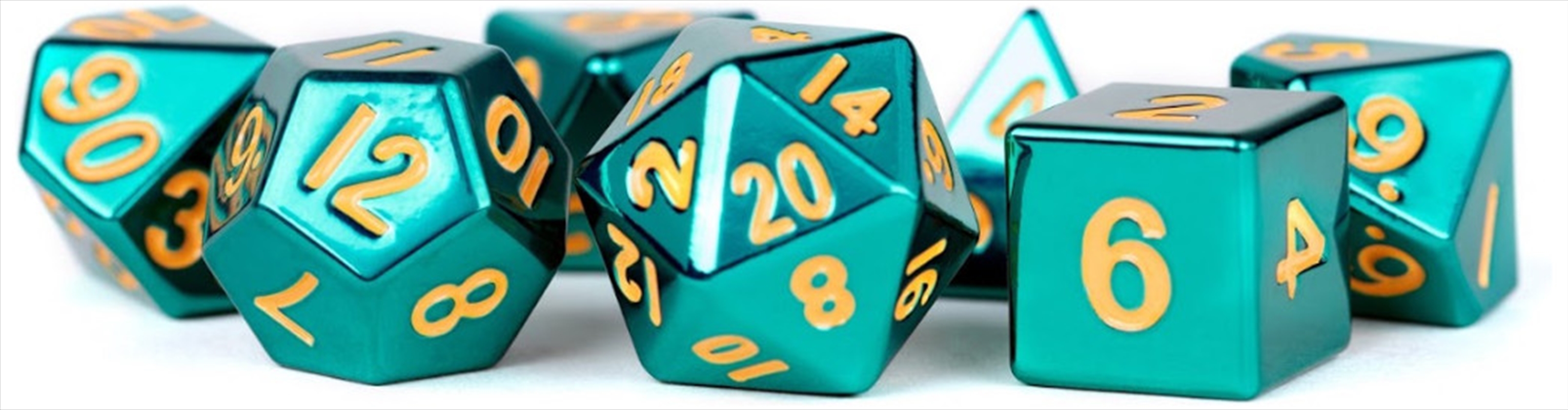 MDG 16mm Metal Polyhedral Dice Set: Turquoise/Product Detail/Dice Games