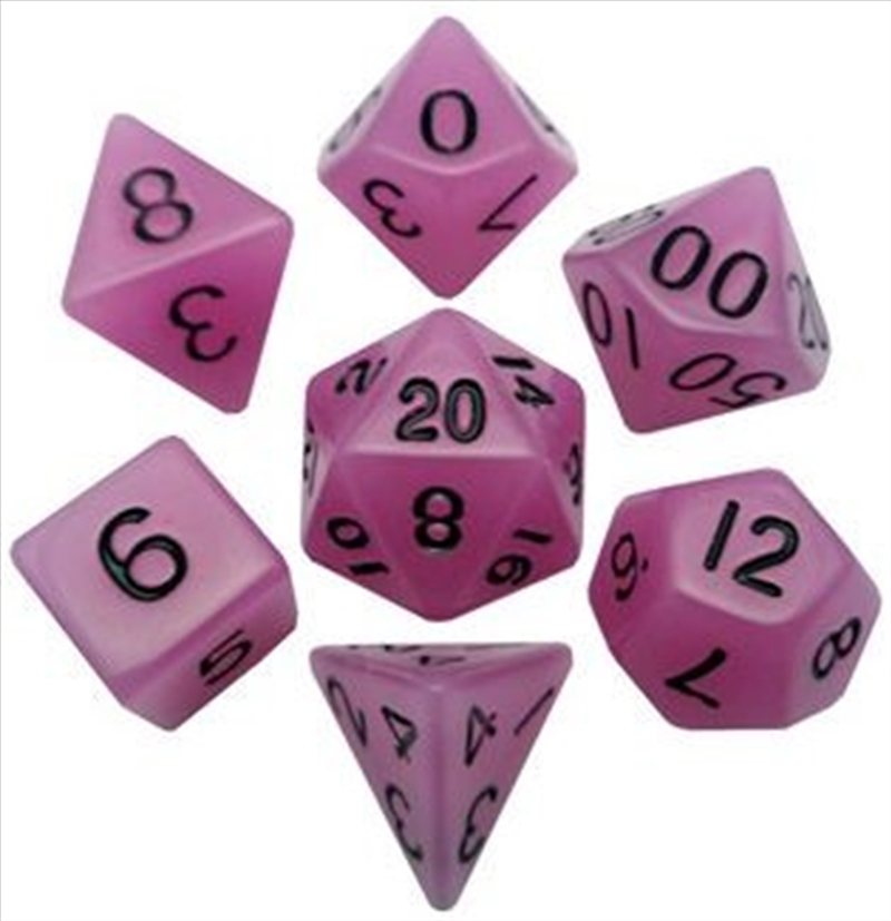 MDG 16mm Acrylic Polyhedral Dice Set: Glow in the Dark Purple/Product Detail/Dice Games