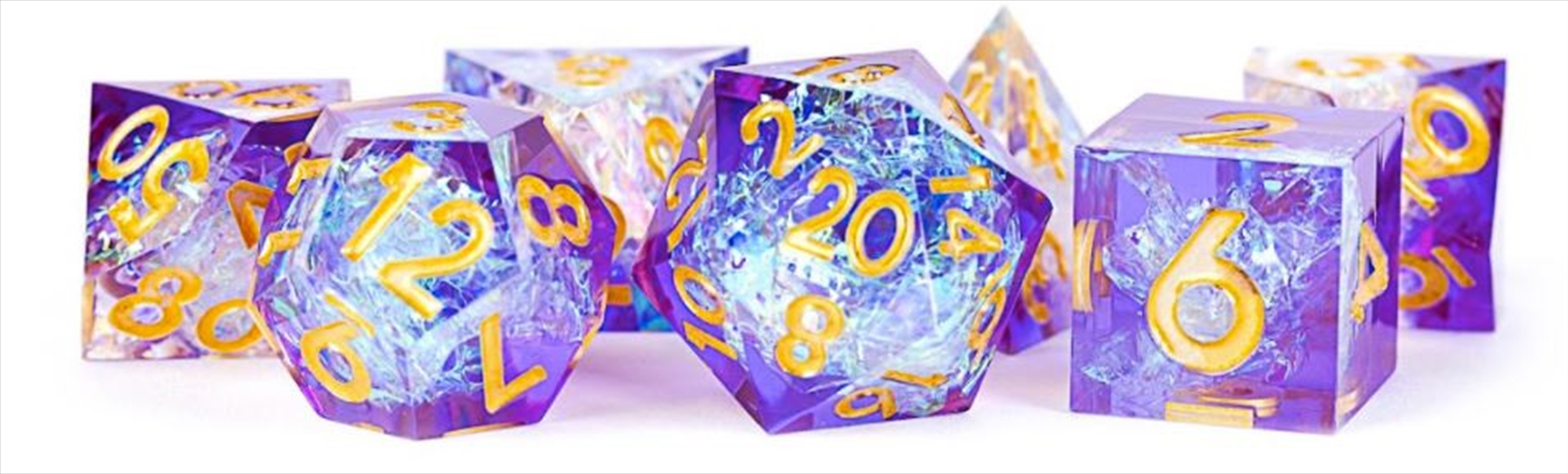MDG 16mm Handcrafted Sharp Edge Resin Polyhedral Dice Set: Royal Geode/Product Detail/Dice Games