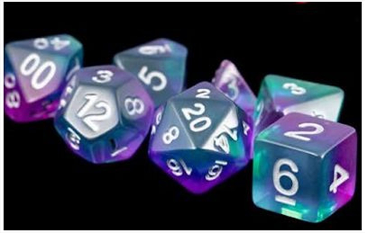 MDG 16mm Resin Polyhedral Dice Set: Blue Aurora/Product Detail/Dice Games