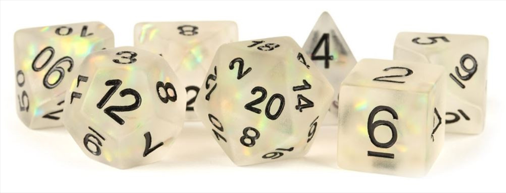 MDG 16mm Resin Polyhedral Dice Set: Icy Opal Clear/Product Detail/Dice Games