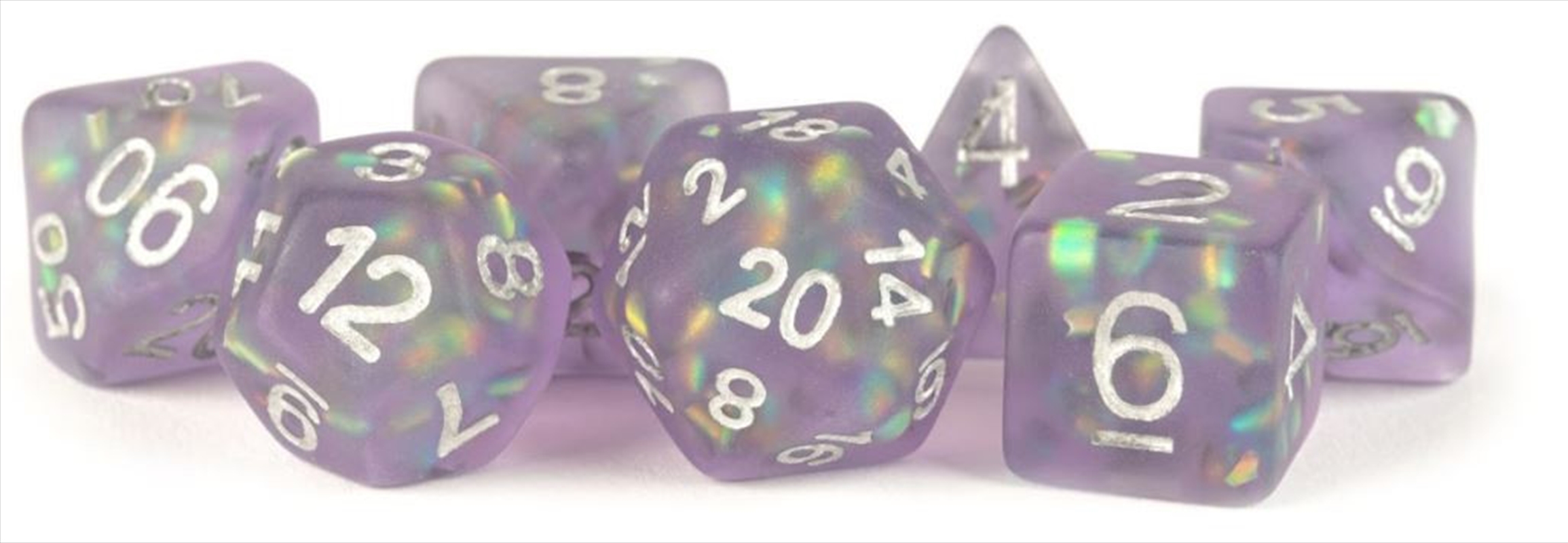 MDG 16mm Resin Polyhedral Dice Set: Icy Opal Purple/Product Detail/Dice Games