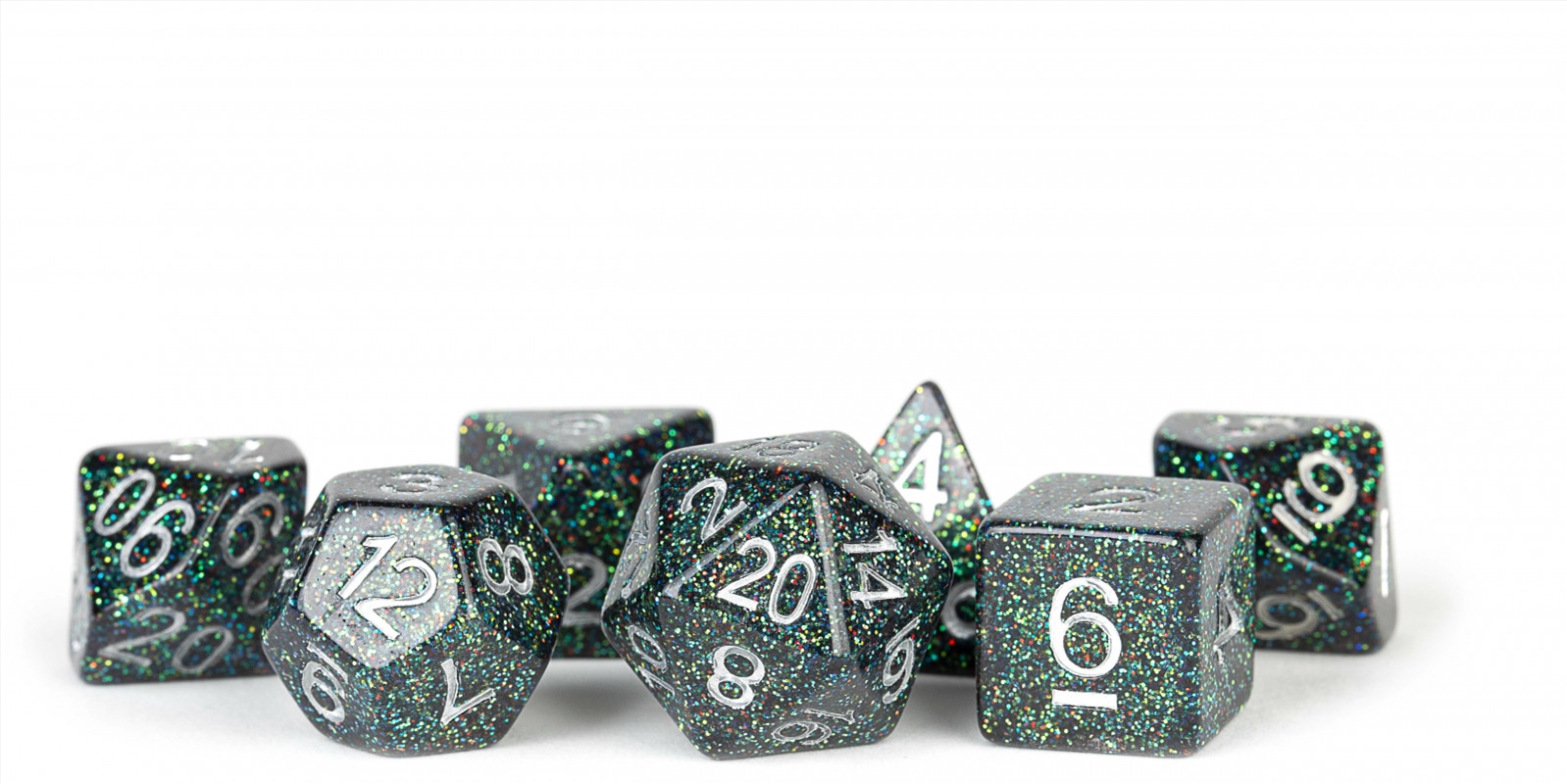 MDG 16mm Resin Polyhedral Dice Set: Infused Astro Mica/Product Detail/Dice Games