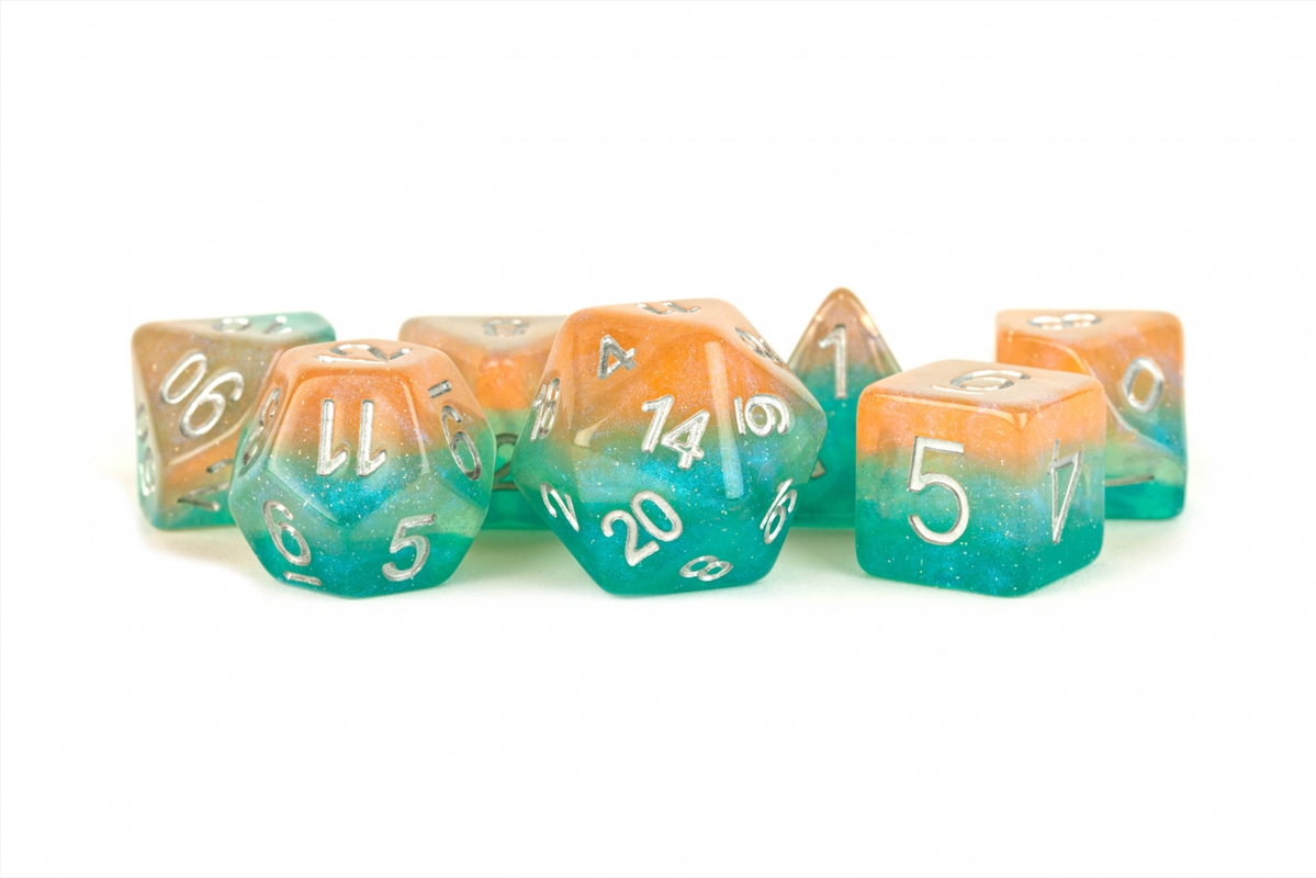 MDG 16mm Resin Polyhedral Dice Set: Layered Stardust Sunset/Product Detail/Dice Games