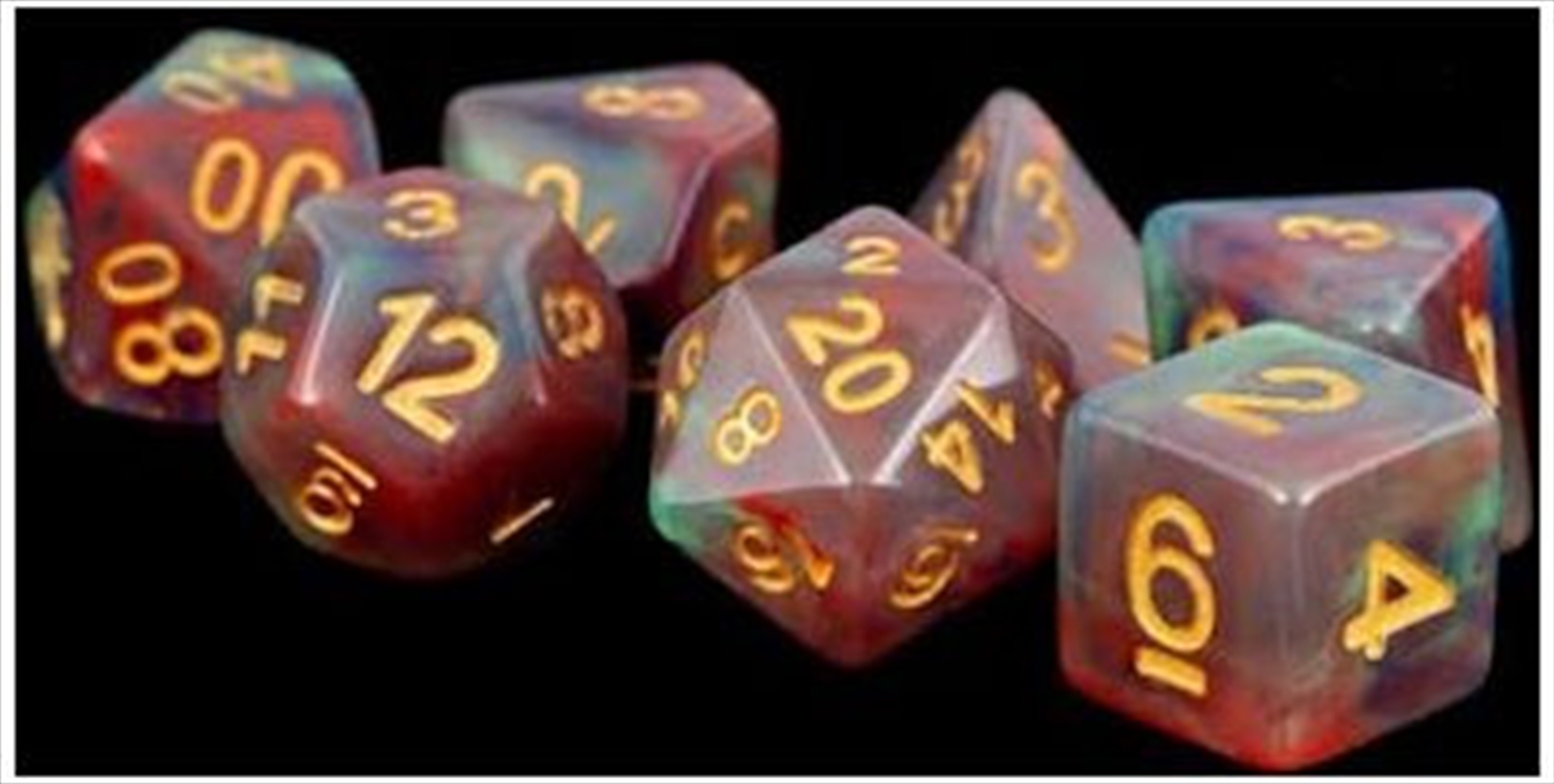 MDG 16mm Resin Polyhedral Dice Set: Red Pearl Swirl/Product Detail/Dice Games