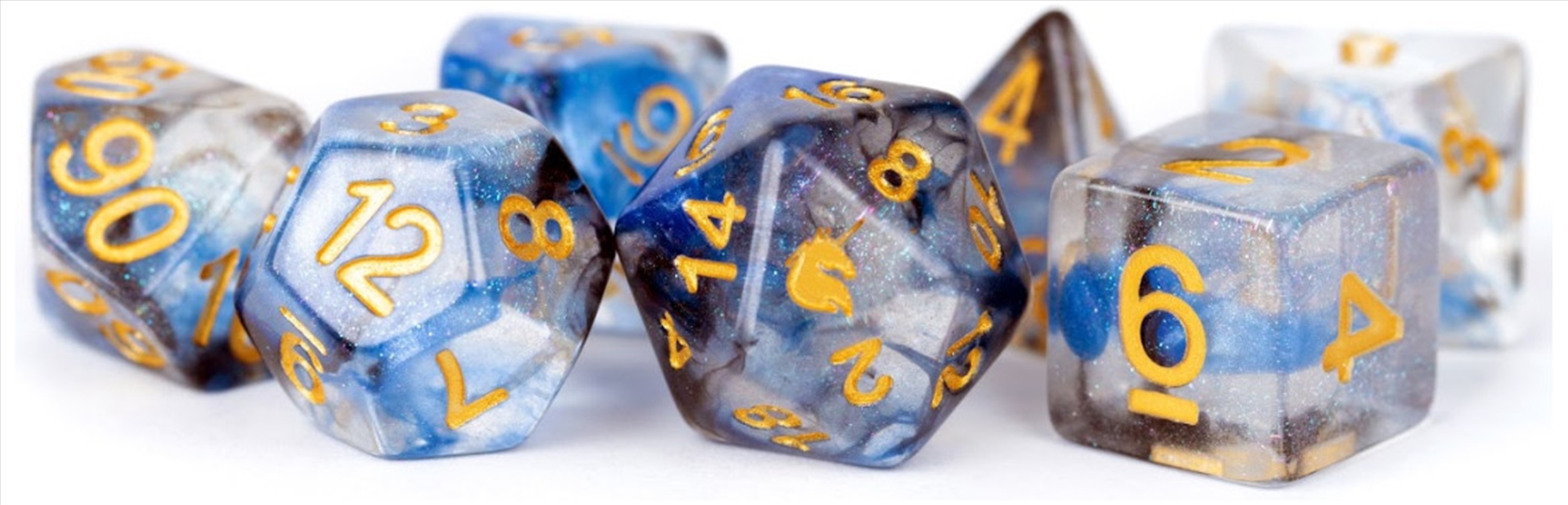 MDG 16mm Resin Polyhedral Dice Set: Unicorn Arctic Storm/Product Detail/Dice Games