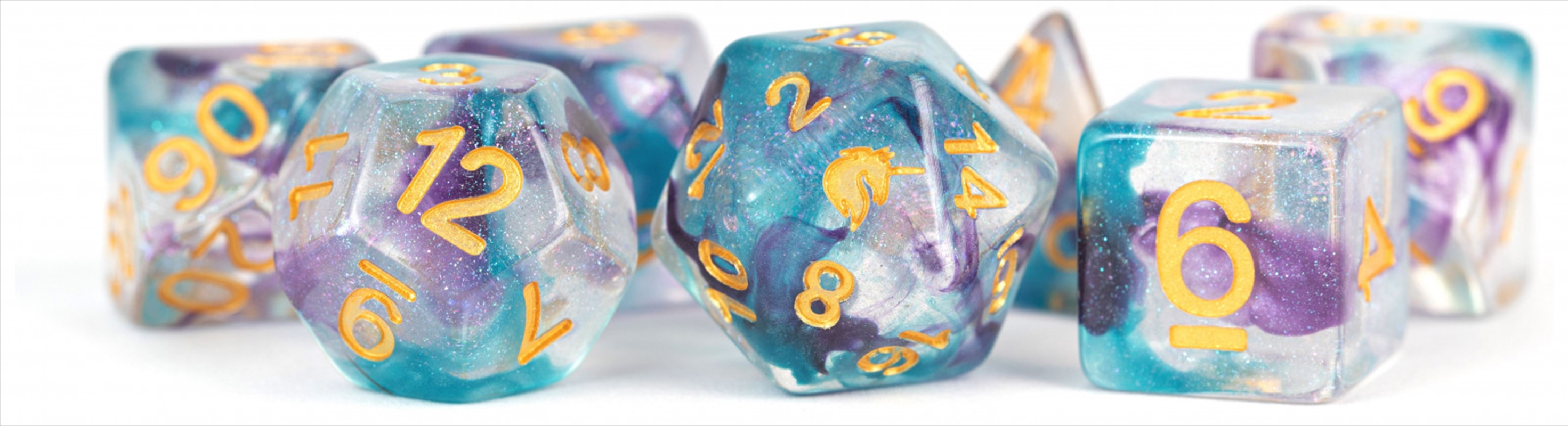 MDG 16mm Resin Polyhedral Dice Set: Unicorn Fancy Fae/Product Detail/Dice Games