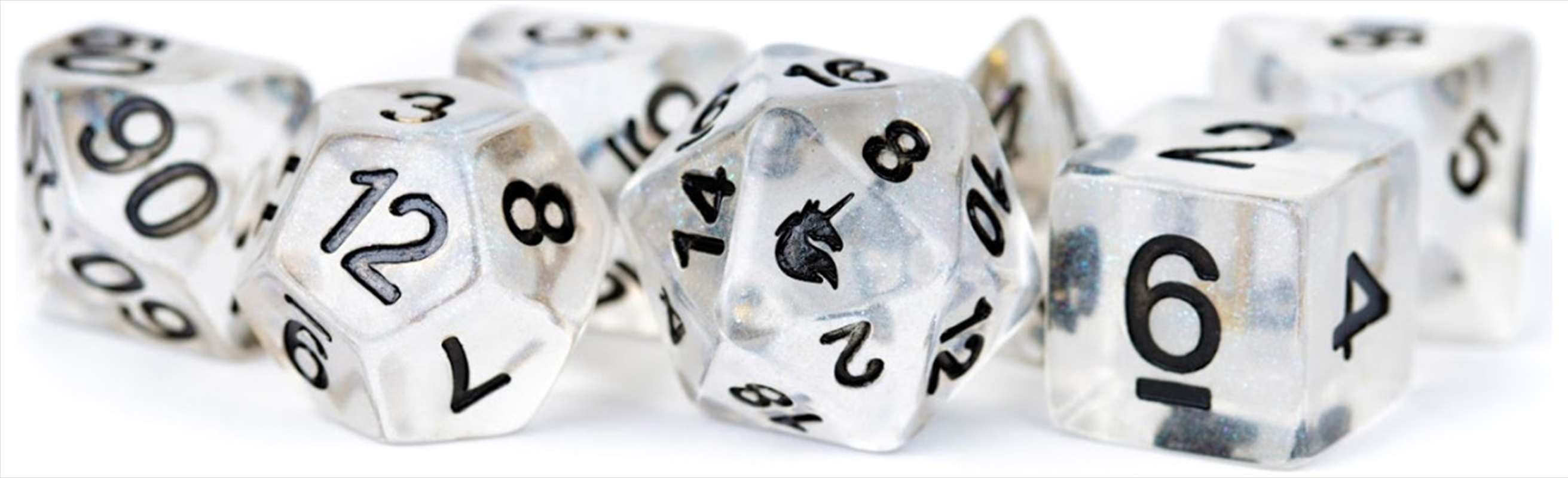 MDG 16mm Resin Polyhedral Dice Set: Unicorn Ice/Product Detail/Dice Games