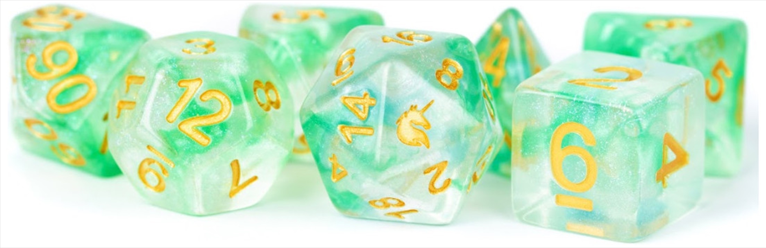 MDG 16mm Resin Polyhedral Dice Set: Unicorn Icy Everglades/Product Detail/Dice Games