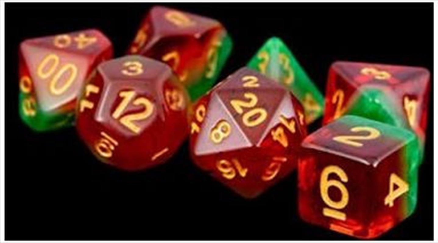 MDG 16mm Resin Polyhedral Dice Set: Watermelon/Product Detail/Dice Games