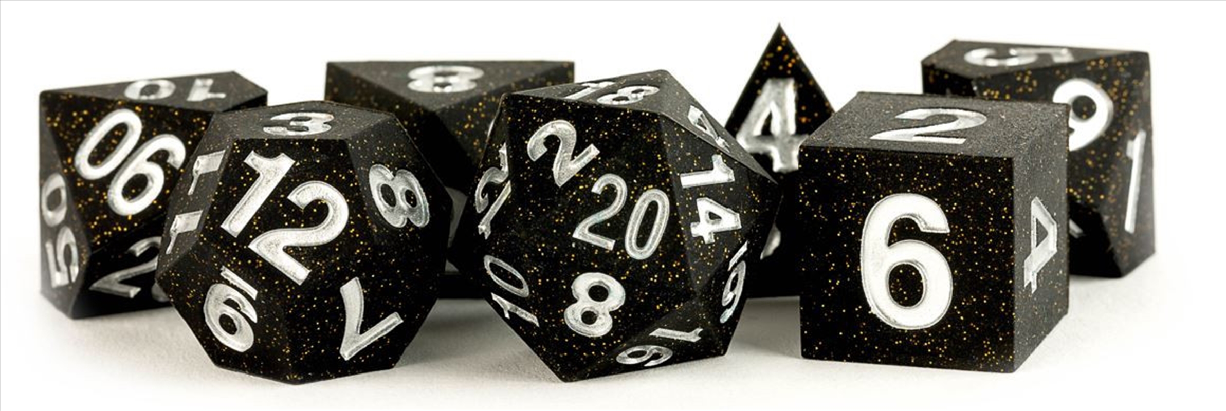 MDG 16mm Sharp Edge Silicone Rubber Polyhedral Dice Set: Gold Scatter/Product Detail/Dice Games