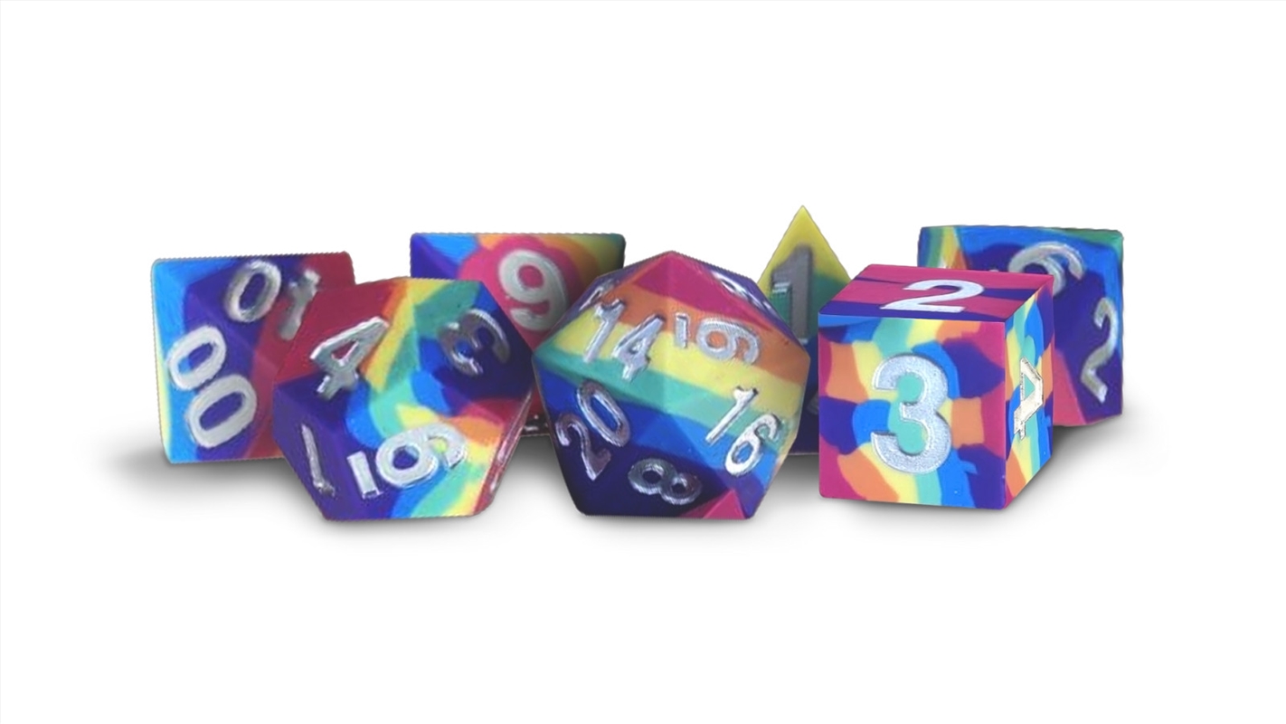 MDG 16mm Sharp Edge Silicone Rubber Polyhedral Dice Set: Rainbow/Product Detail/Dice Games