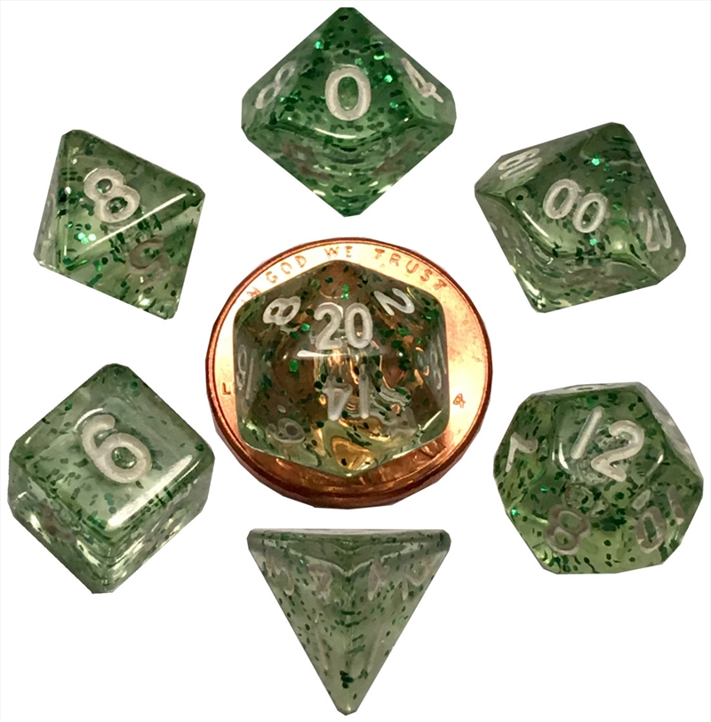 MDG 10mm Mini Polyhedral Dice Set: Ethereal Green/Product Detail/Dice Games