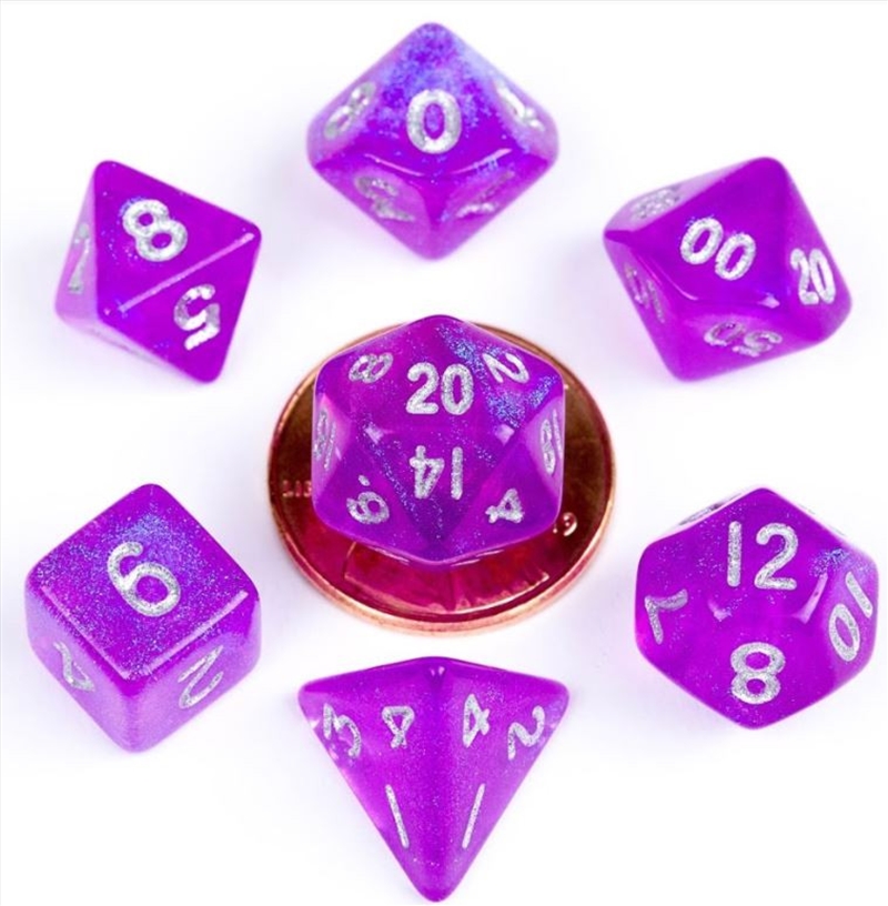 MDG 10mm Mini Polyhedral Dice Set: Stardust Purple/Product Detail/Dice Games