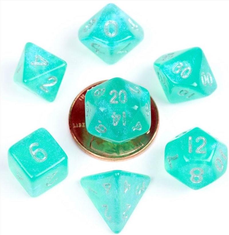 MDG 10mm Mini Polyhedral Dice Set: Stardust Turquoise/Product Detail/Dice Games