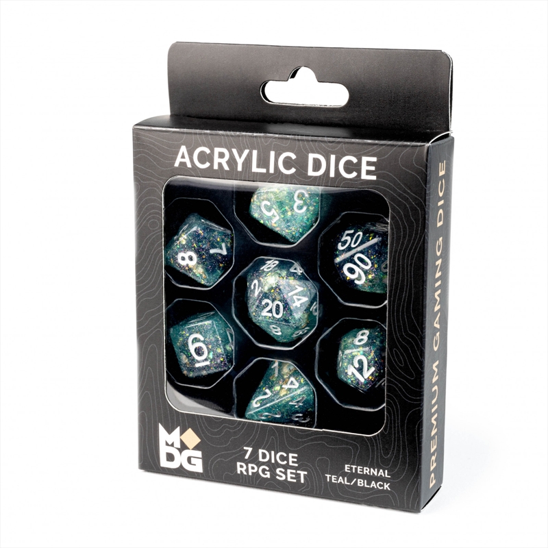 MDG 16mm Resin Polyhedral Dice Set: Eternal Teal/Black (Premium Packaging)/Product Detail/Dice Games