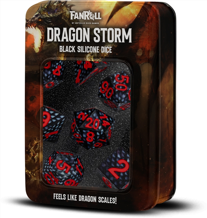 MDG 16mm Silicone Polyhedral Dice Set: Dragon Storm Black Dragon Scales/Product Detail/Dice Games