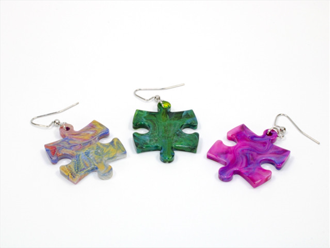 Chessex Earrings Puzzle Piece Pair Festive (Assorted Dice Colours)/Product Detail/Jewellery