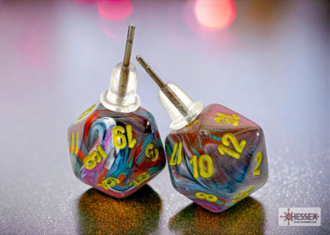 Chessex Earrings Mini d20 Pair Festive Mosaic (Stud)/Product Detail/Jewellery