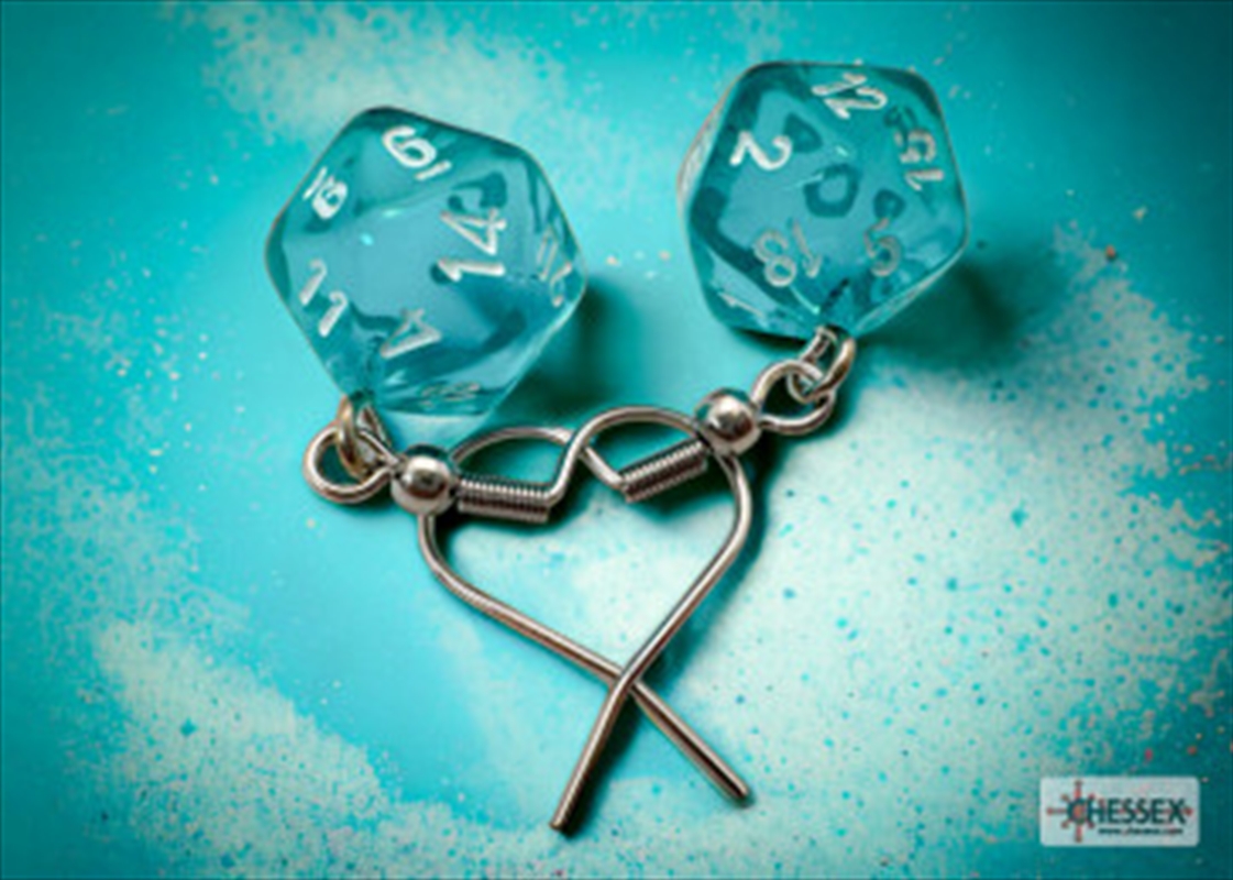 Chessex Earrings Mini d20 Pair Translucent Teal (Hook)/Product Detail/Jewellery