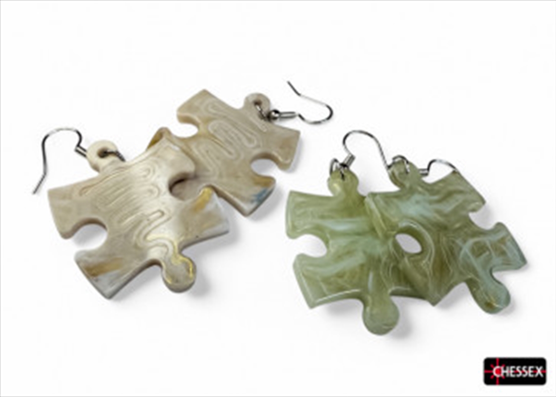 Chessex Earrings Puzzle Piece Pair Marble (Assorted Dice Colours)/Product Detail/Jewellery