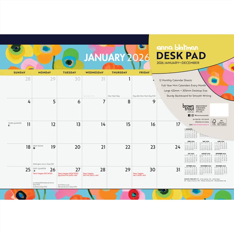 Anna Blatman 2026 Desk Pad Calendar/Product Detail/Calendars & Diaries