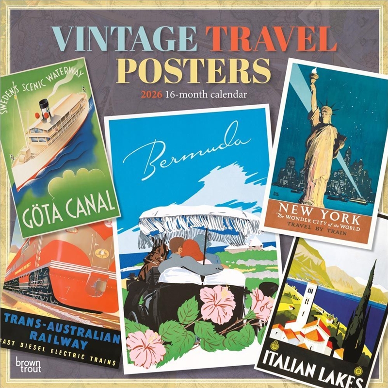 Vintage Travel Posters 2026 Square Calendar/Product Detail/Calendars & Diaries