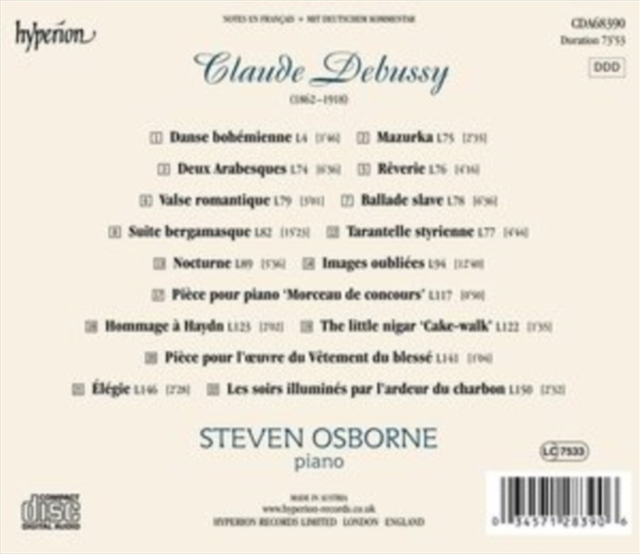 Debussy: Early And Late Piano Pieces - Steven Osborne/Product Detail/Classical