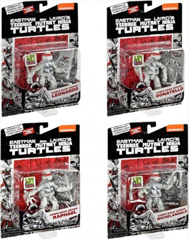 TMNT Classic 40th Anniversary B/W Comic Book Figure 4 Pack with Comic/Product Detail/Figurines