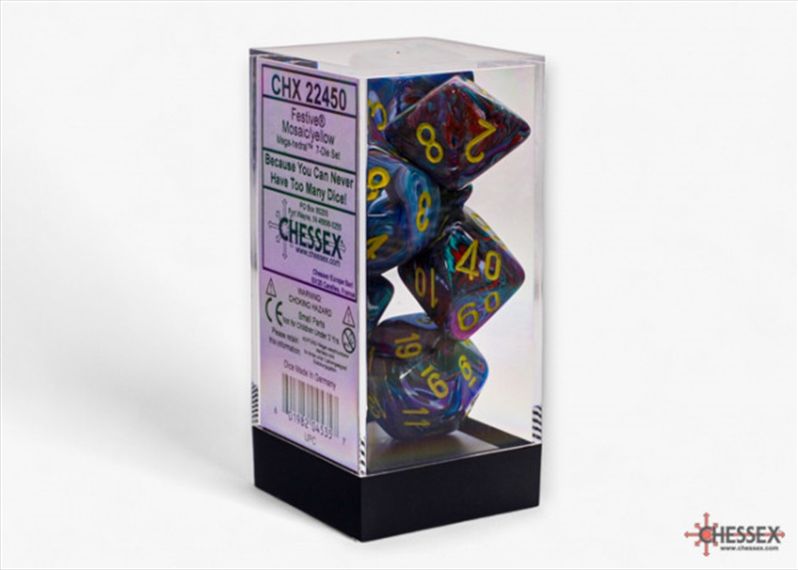 Chessex Festive Mega-hedral 7-Die Set Mosaic/yellow/Product Detail/Dice Games