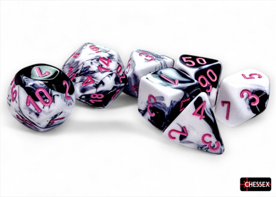 Chessex Gemini Polyhedral Black-White/Pink 7-Die Set/Product Detail/Dice Games