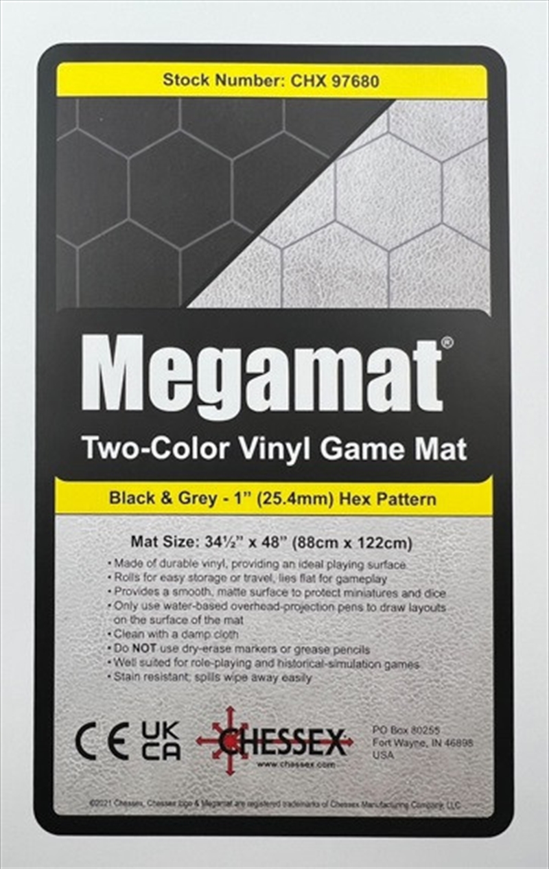 Chessex Megamat Reversible 25mm Hexes Black/Grey/Product Detail/Dice Games