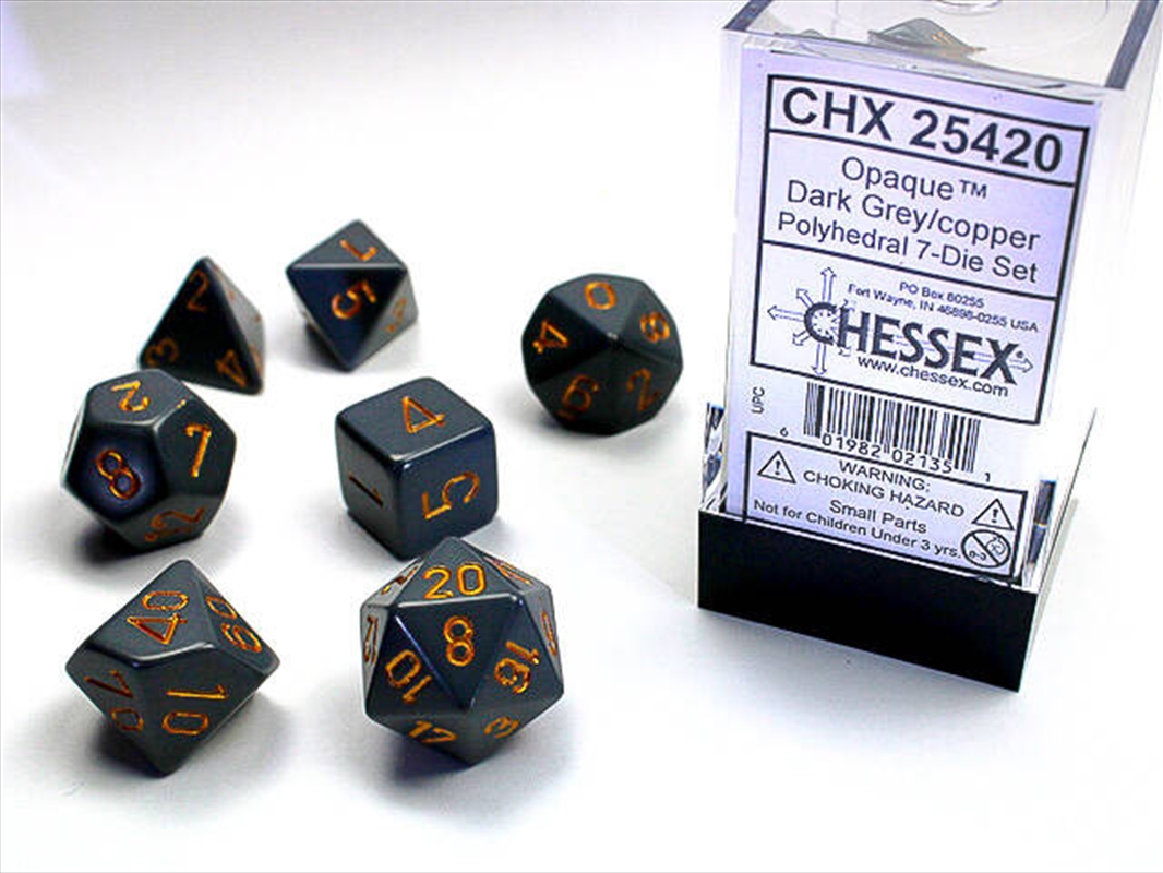 Chessex Polyhedral 7-Die Set Opaque Dark Grey/Copper/Product Detail/Dice Games