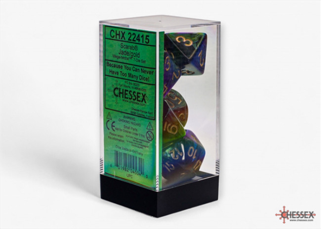 Chessex Scarab Mega-hedral 7-Die Set Jade/gold/Product Detail/Dice Games