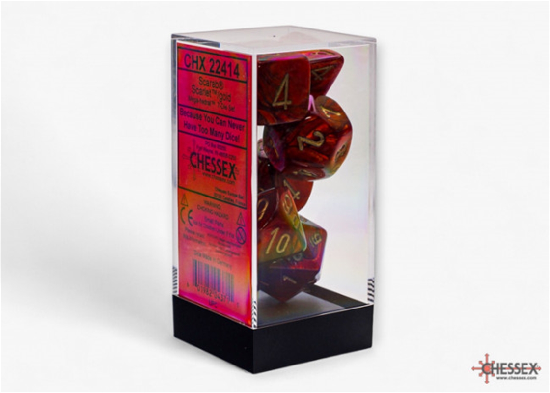 Chessex Scarab Mega-hedral Scarlet/gold 7-Die Set/Product Detail/Dice Games