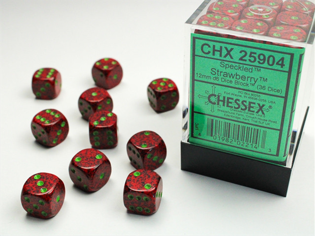 Chessex Speckled 12mm D6 Strawberry Dice Block (36 dice)/Product Detail/Dice Games