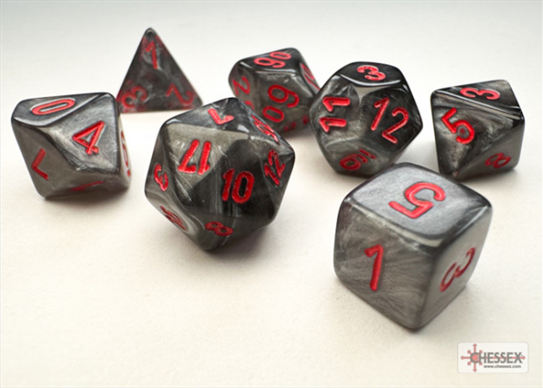 Chessex Velvet Mini-hedral Black/red 7-Die Set/Product Detail/Dice Games