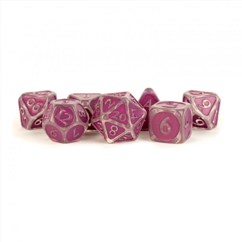 MDG 16mm Acrylic Polyhedral Dice Set: Ice w/ Purple Enamel/Product Detail/Dice Games